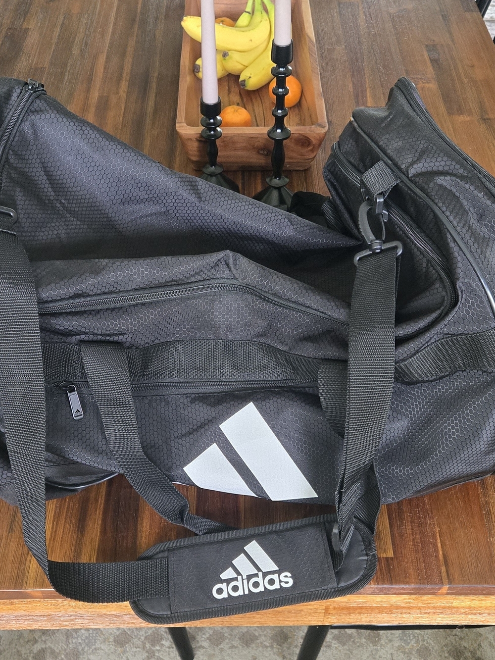 Adidas Black Men's Duffel Bag, Size Large